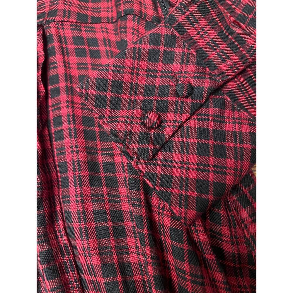 NWT Sanctuary Anthropologie Red Black Plaid Wrap Long Sleeve Dress Sz 10 - Picture 13 of 16